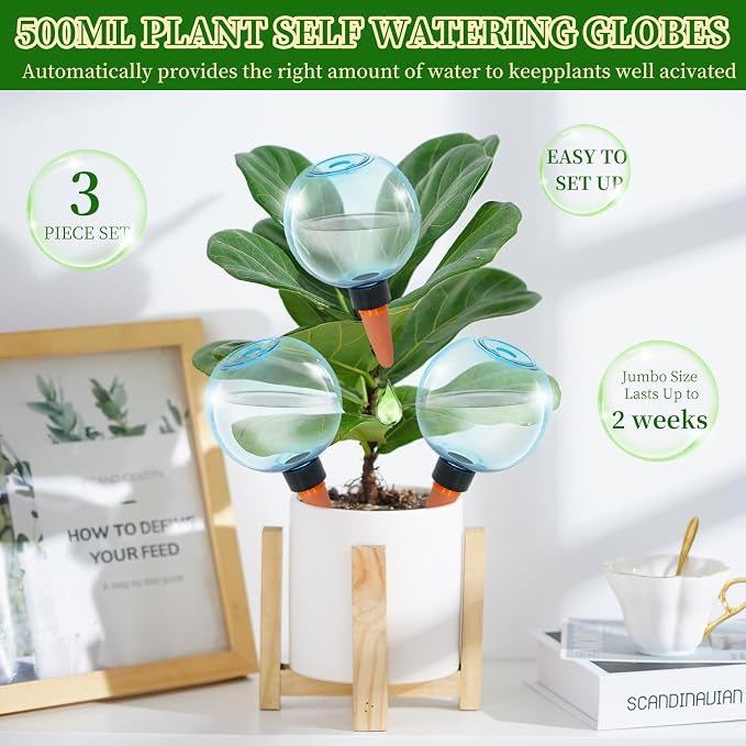 3pcs Large Plant Self Watering Globes, 17.5 oz Plastic Water Bulbs Top Fill - Image 4