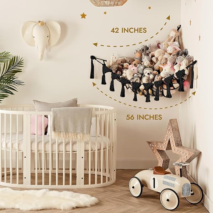 Macrame DreamLights Boho Stuffed Animal Storage Net Hammock Extra Large Plush - Image 5
