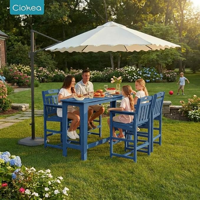 Ciokea 3 Pcs Outdoor Bar Height Table Set, Heavy-Duty All-Weather HDPE Patio - Image 2