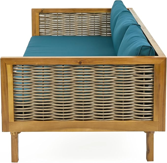 Merax 67.5" Outdoor Patio Daybed 3 Seater Sofa Bed, Acacia Wood Frame - Image 5