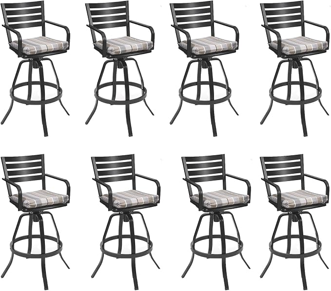 Pellebant 29.5" Outdoor Bar Stools Set of 8, Aluminum Swivel Patio Bar Height by Pellebant
