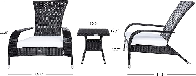 SAFAVIEH Outdoor Patio Furniture Collection Edna 3-Piece Lounge Set - Image 16