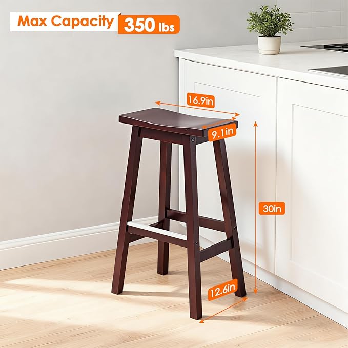 PayLessHere Bar Stools Set of 2, Saddle Stools 30 Inch Heigh, Bar Chairs Seat - Image 3