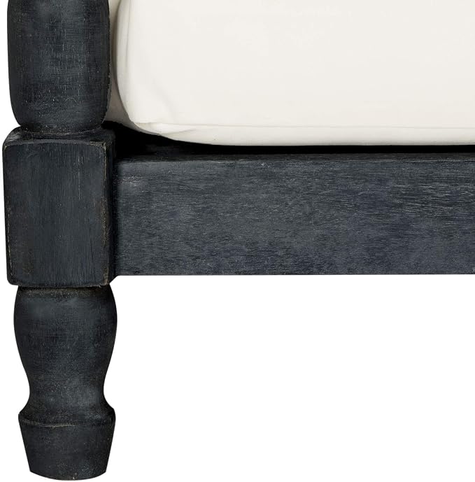 SAFAVIEH Outdoor Collection Pomona Dark Slate Grey Solid Wood/Beige Cushion - Image 7