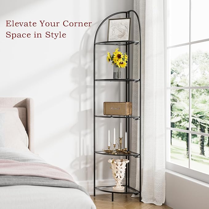 Crofy Foldable 5 Tier Corner Shelf, Metal Corner Plant Stand - Image 4