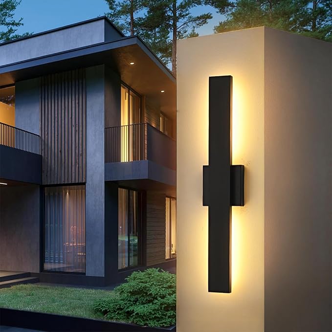 23.6inch Long Outdoor Modern LED Wall Light, 24W Warm White 120V Wall Mount by SIONLOM