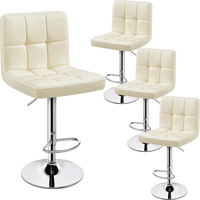 Yaheetech Bar Stools Set of 4, PU Leather Swivel Barstools, Height Adjustable by Yaheetech