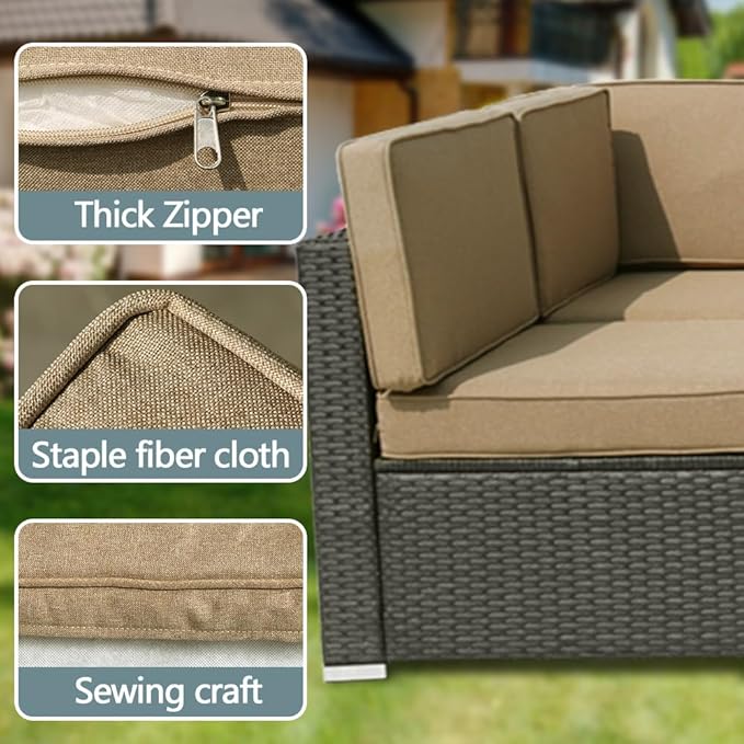 14Pcs Outdoor Cushion Covers Replacement Washable w/Zipper - Image 3