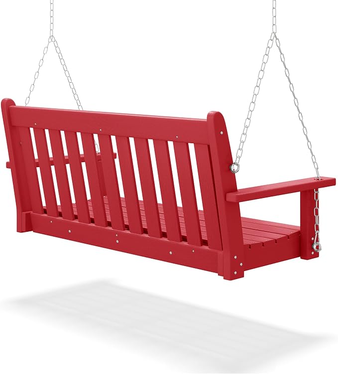 COSTAELM Paradise Outdoor Patio HDPE Hanging Front Porch Swing Bench - Image 4