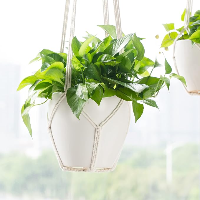 Dahey Macrame Plant Hanger Indoor Outdoor Hanging Planter Basket Large - Image 3