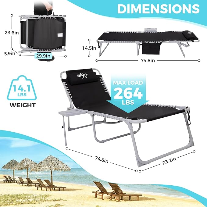 #WEJOY 2 Pack Outdoor Chaise Lounge Chair - Image 3