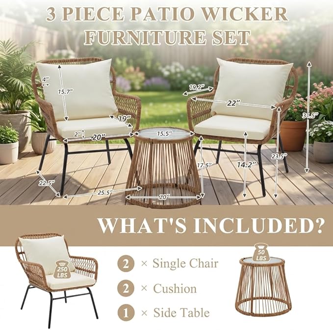 Bezseller 3-Piece Outdoor Patio Set - Image 3