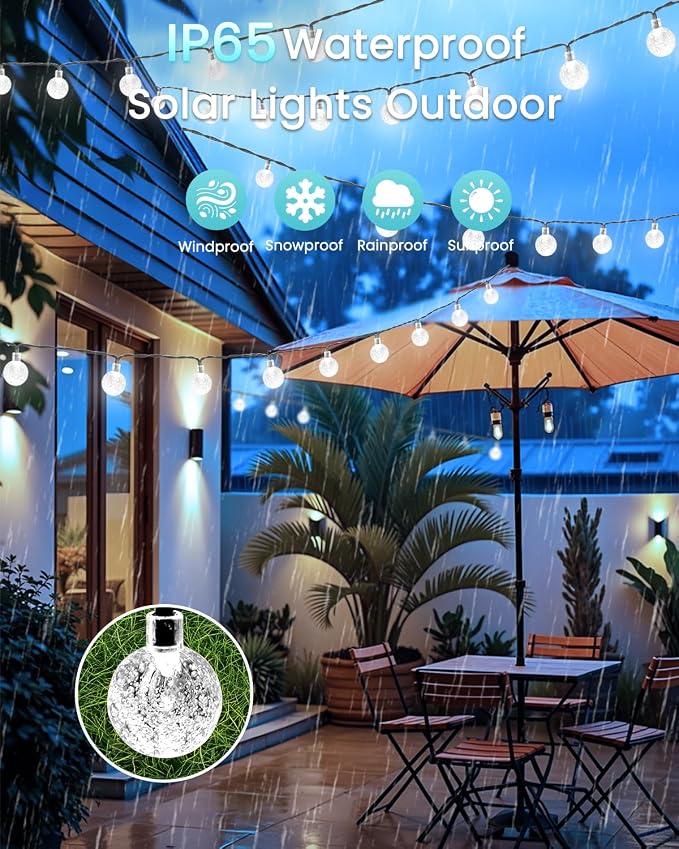 LORRYTE White 2-Pack 100 LED 64FT Crystal Globe Solar Lights Outdoor, - Image 5