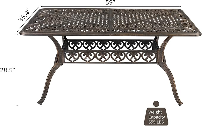 VINGLI 7-Piece Outdoor Dining Set, Cast Aluminum Patio Furniture Set - Image 6