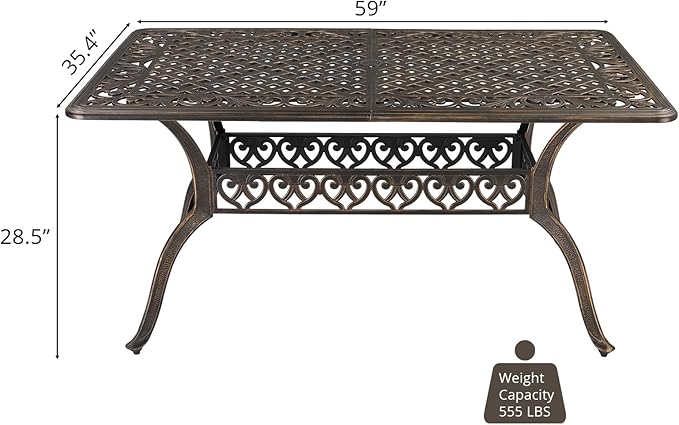 VINGLI 7 Pieces Outdoor Dining Set, Cast Aluminium All-Weather Patio Dining Set - Image 6