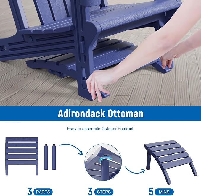 FONTOI Adirondack Ottoman, HDPE Plastic Adirondack Chair Footstool, All Weather - Image 4
