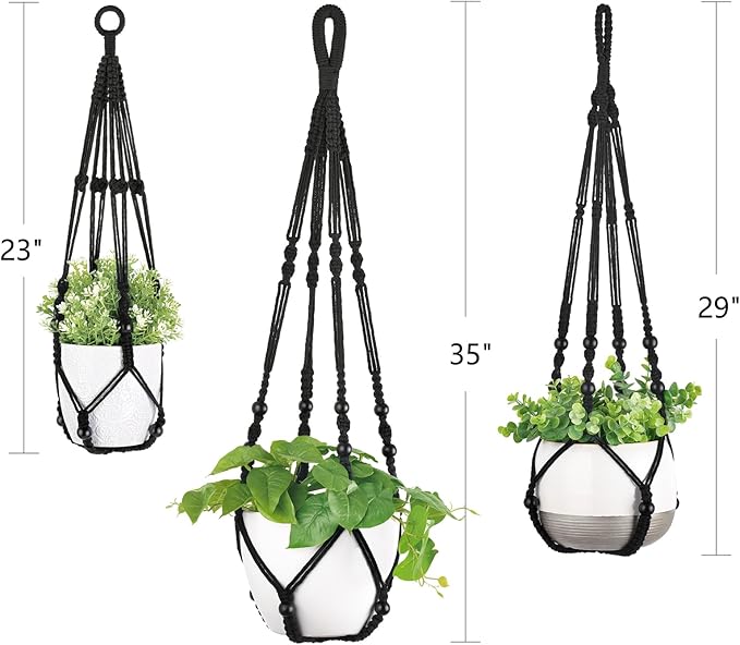 Mkono 3 Pack Macrame Plant Hangers Indoor Different Size Hanging Planter Basket - Image 7