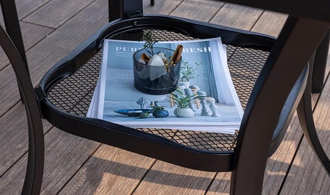 VICLLAX Small Patio Dining Table, No Umbrella Hole, Antique Grey Tabletop - Image 4