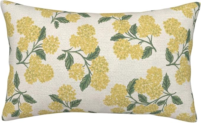 Mustard Yellow Outdoor Pillow Covers 12x20 Inch 2 Pcs Green Hydrangea Flower - Image 6