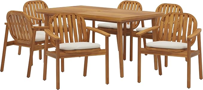 Christopher Knight Home Meja Acacia Wood Outdoor Dining Set - Image 4