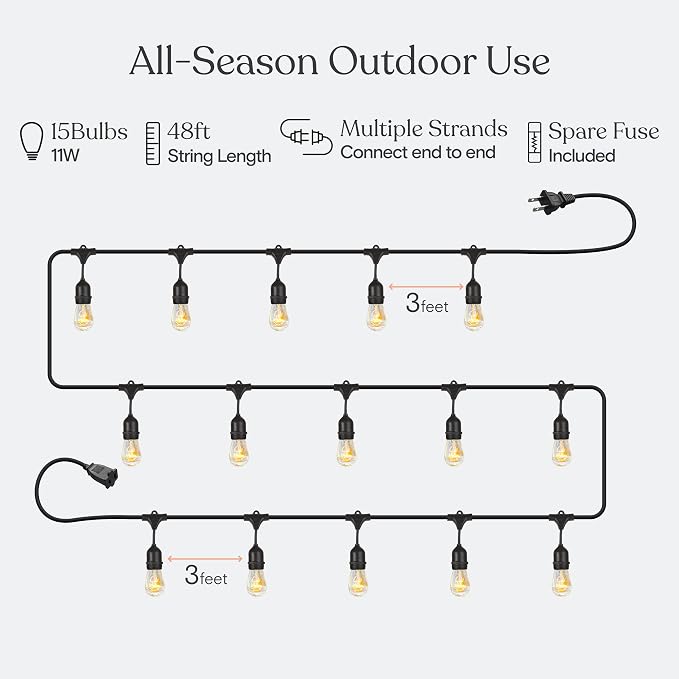 Brightech Ambience Pro Incandescent Outdoor String Lights - Image 3