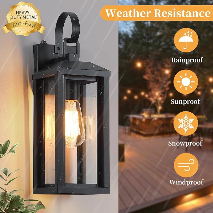 17" Dusk to Dawn Large Outdoor Wall Lights 2-Pack, Anti-Rust Modern Framhouse - Image 5