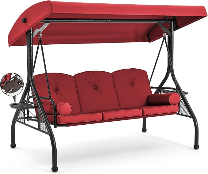 HOMREST 3 Seat Outdoor Porch Swing by HOMREST