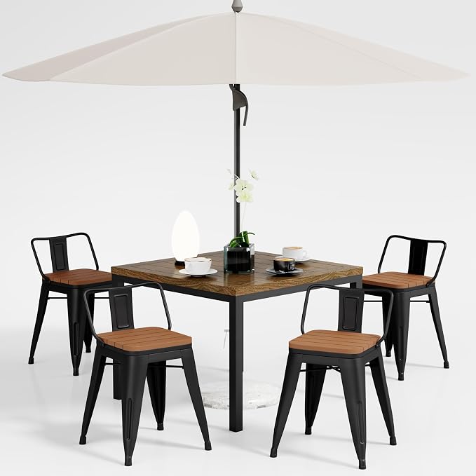 Andeworld 18 inch Outdoor Metal Patio Stools Set of 4, Farmhouse Kitchen - Image 8