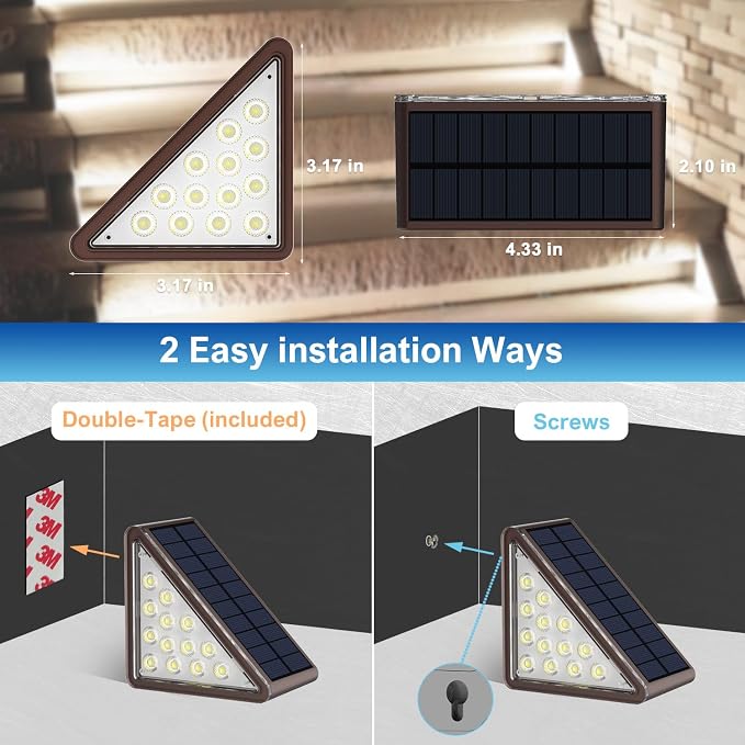 Brown Solar Step Light Outdoor Stair Lights, Deck Lights Outdoor Powered IP65 - Image 8