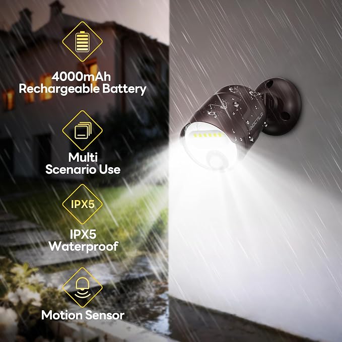 Battery Operated Motion Sensor Light, 4000mAh Rechargeable Battery Powered - Image 2