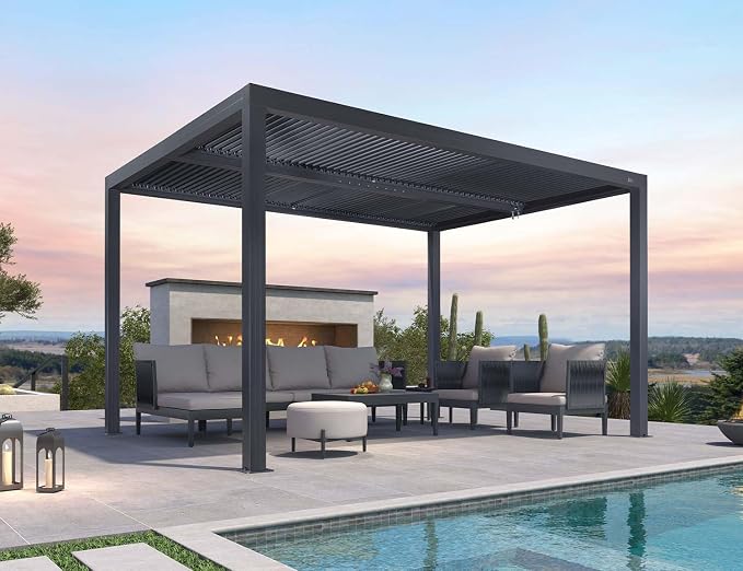 PURPLE LEAF Louvered Pergola 94AS 11' x 13' Outdoor Aluminum Pergola - Image 2