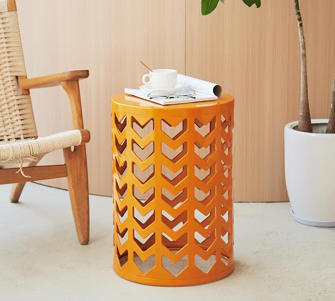 HFHOME Round Nesting Coffee Tables, Heavy Duty Metal Stacking Nightstand - Image 7