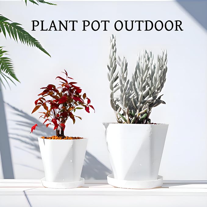 InmeRun Plant Pots Indoor Plastic Flower Pots Outdoor 7 inch Set of 6 Pack - Image 3