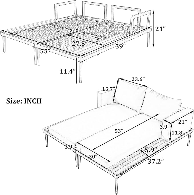 LUMISOL Outdoor Patio Daybed Metal Daybed - Image 7