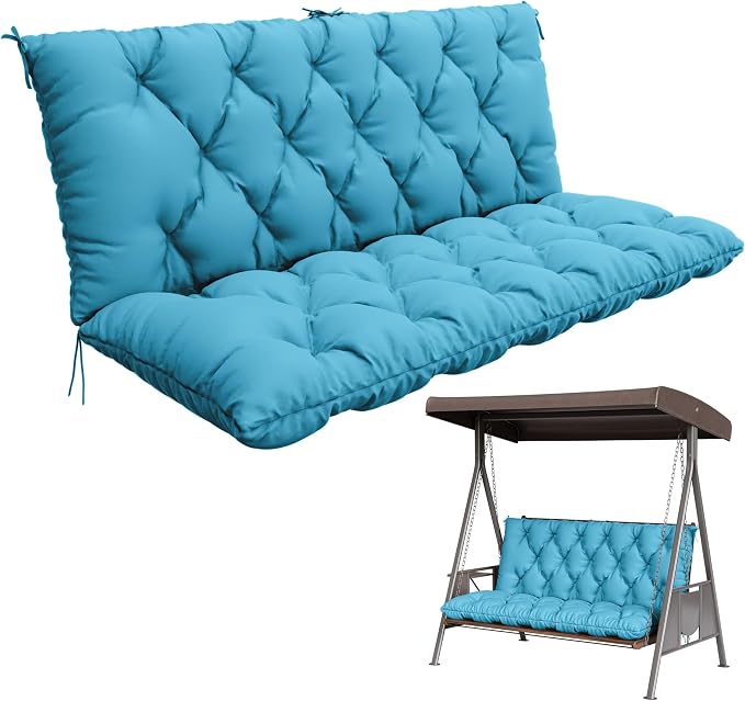 Porch Swing Cushion with Backrest, Waterproof Bench Cushion by Pakunoda