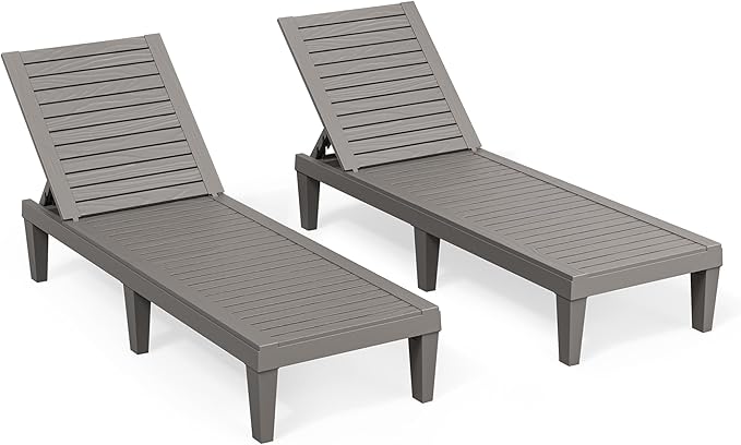 Outdoor Chaise Lounge Set of 2, Lightweight Patio Chairs, Waterproof Sun - Image 9