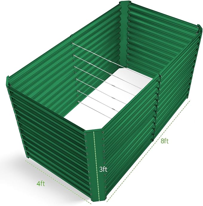 Land Guard 8x4x3ft Rectangular Galvanized Raised Garden Beds, Large-Capacity - Image 2