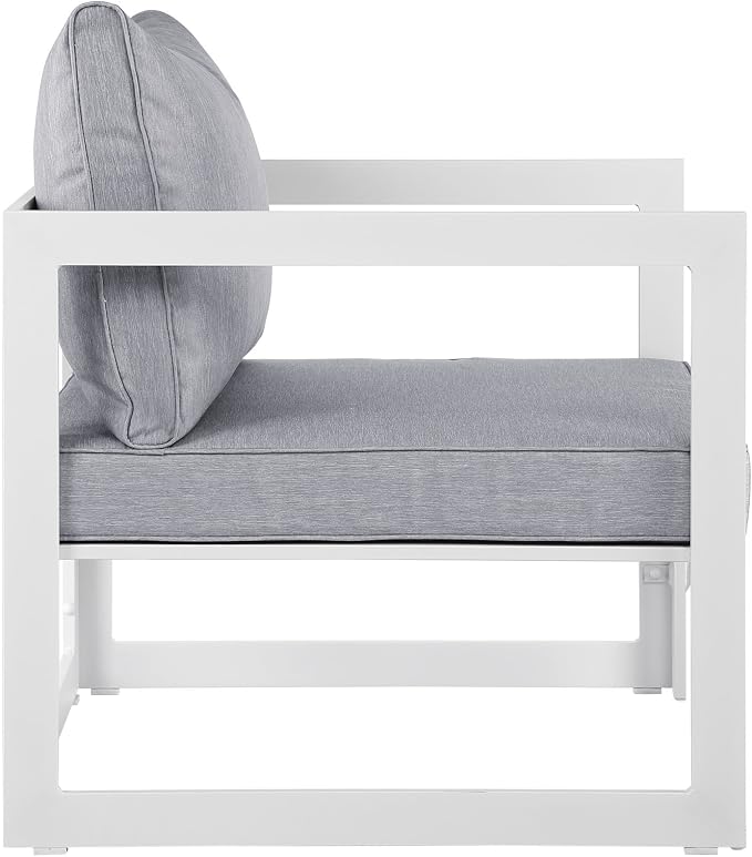 Modway Fortuna Aluminum Outdoor Patio Armchair in White Gray - Image 2