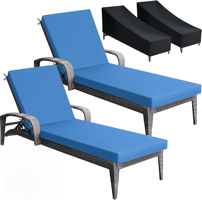 Patelai 2 Pcs Outdoor Chaise Lounge Cushions by Patelai
