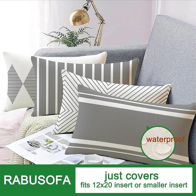 RABUSOFA Outdoor Pillows Covers 12x20 inch Waterproof - Image 3