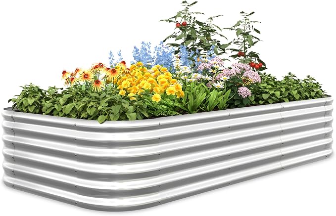 Quictent Raised Garden Bed Kit Oval Galvanized Metal Planter Box Tall by QUICTENT