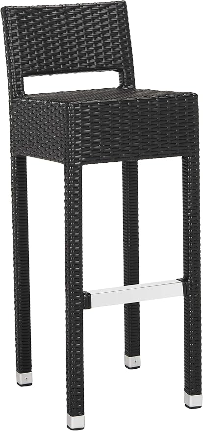 SAFAVIEH FOX5212A Collection Landry Black Indoor/Outdoor Bar Stool - Image 3
