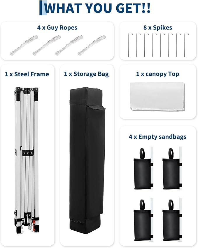 Canopy Tent, GarveeLife 10X10 FT Pop Up Canopy Outdoor Instant Tent Slant Legs - Image 7