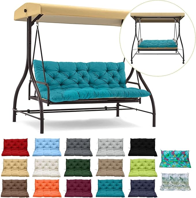 Waterproof Porch Swing Cushion Replacement, Thick 4" 2–3 Seat Outdoor Swing by RUFXIEZW