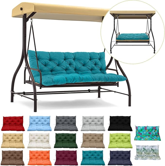 Waterproof Porch Swing Cushion Replacement, Thick 4" 2–3 Seat Outdoor Swing by RUFXIEZW