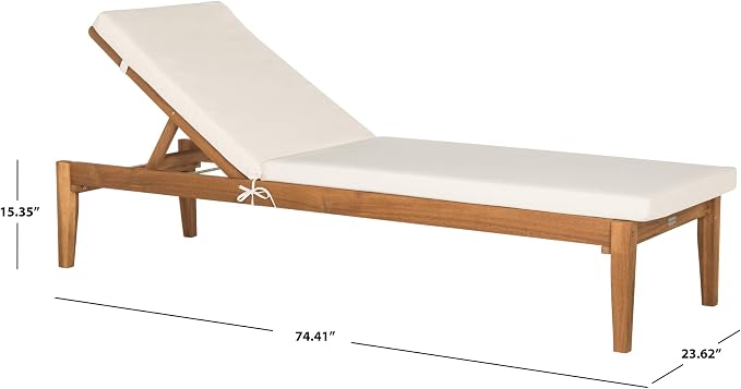 SAFAVIEH Outdoor Collection Montclair Natural Solid Wood/Beige Cushion - Image 7