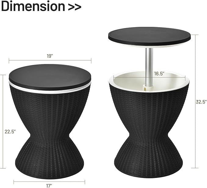 Tangkula Outdoor Cool Bar Table, Rattan Patio 8 Gallon Beer and Wine Cooler - Image 3
