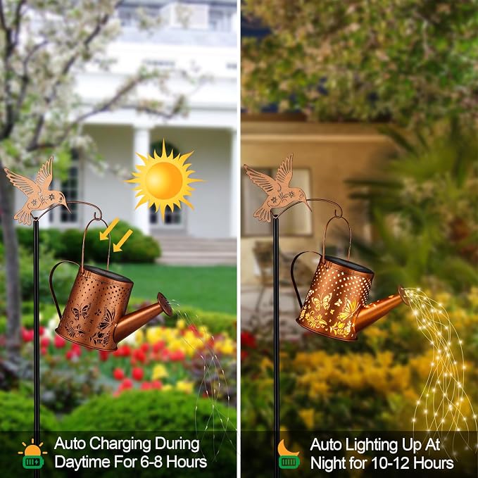 Outdoor Hanging Solar Lantern Waterproof Set Outside Metal Openwork Butterfly - Image 5