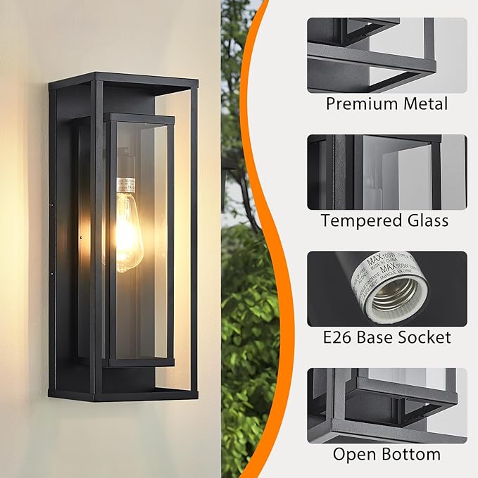 AIBISDO 18In Large Outdoor Wall Light -2 Pack, Outdoor Wall Lantern - Image 3