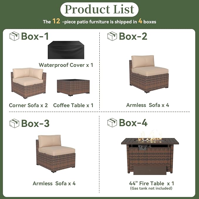 Aoxun 12 Piece Patio Furniture Set - Image 5